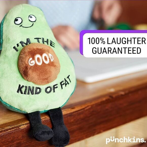 punchkins Avocado “I’m the good kind of fat” Emotional Support Plush Toy - Picture 4 of 11